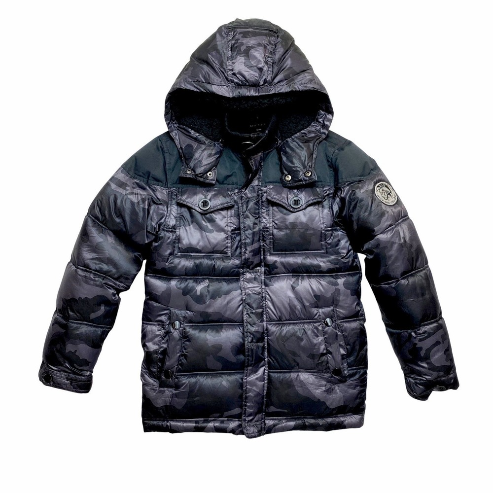 Diesel Puffer Jacket Girls Size Small Hooded Winter Coat